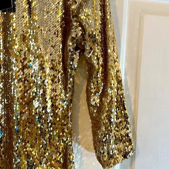 NWT Women’s Lulu’s Gold Sequined Mini Dress Size Small - Picture 5 of 9